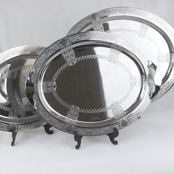 طقم صواني 3 قطع استانلس تطريز فضه